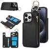 Zipper Cards Solt Wallet Ring Holder Leather Case For iPhone 16 Pro Max 15 Plus 14 13 12 11 Double Buckle Magnetic Rfid Cover