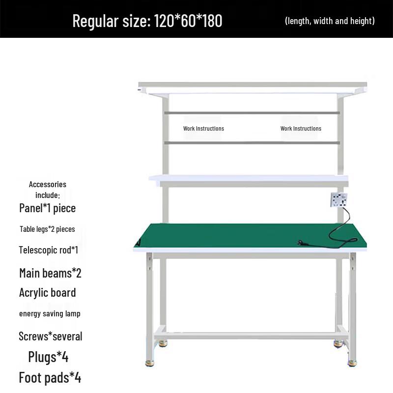 Ningzhao Anti-static Double-Layer Workbench with Integrated Light 120x60x180cm