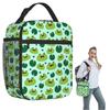 Cartoon Niedliches Froschmuster auf Lotusblättern Isolierte Lunchtasche für Damen Kinder Auslaufsichere Lebensmittelboxen Thermische Lunchbox Tragetasche