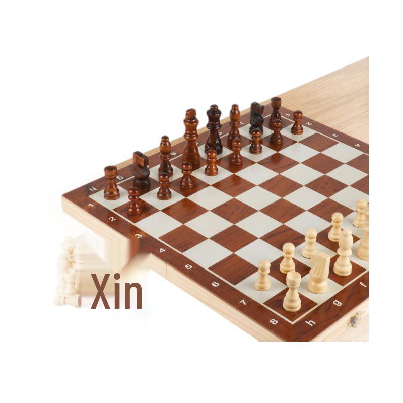 Solid Wood Foldable Double Queen Chess Set for Adults & Children