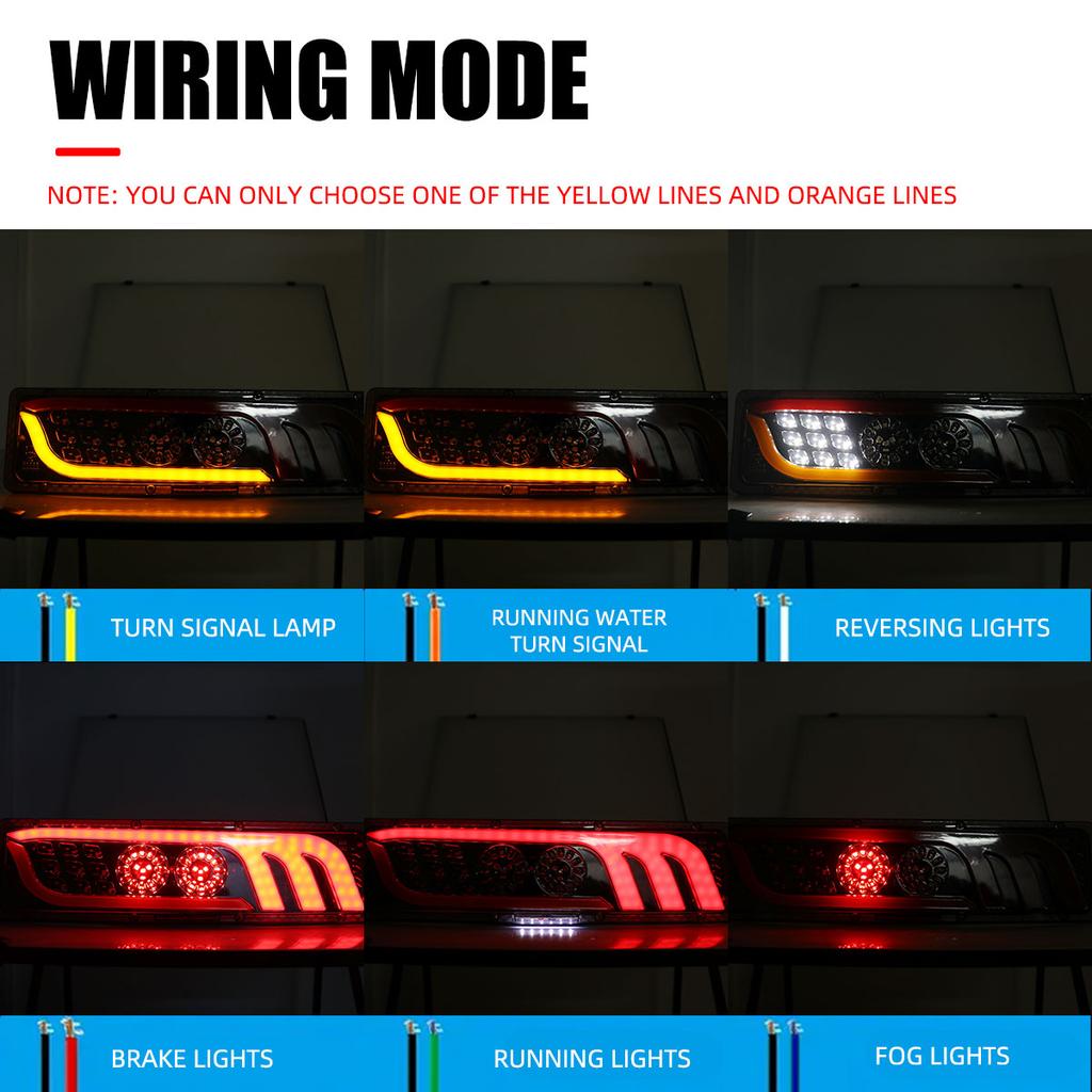 12/24V Waterproof LED Electronic Truck Rear Taillight With Brake Light Led Truck Tail Lamp Red Yellow for Truck Light