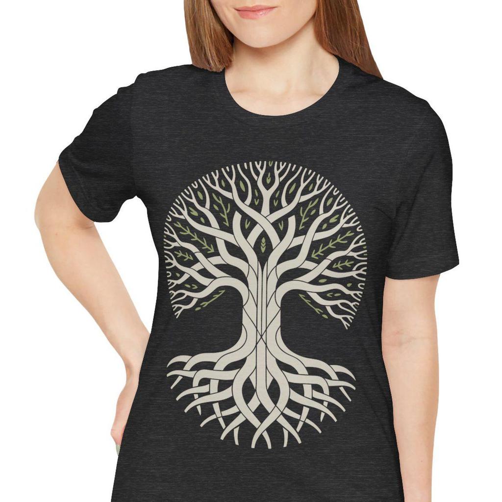 Geometric Yggdrasil Shirt, Tree of Life Rune Tee, Celtic Knot Viking Mythology Gift, Cozy Goth Pagan Apparel, Norse Lore
