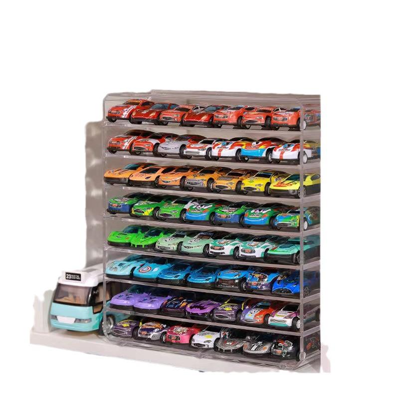 Tomica 1:64 Diecast Car Display & Storage Box – Multi-Layer, Semi-Transparent Organizer for Sports Cars