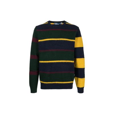Polo Ss22 Mehrgestreifter Strickpullover mit Rundhalsausschnitt Herrenpullover Blau 710849657-001