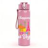 1PC Paris Tower Vacation Text 750ml Color Plastic Sports Water Bottle Leakproof Flip Straw Lid Suitable for Sports Office Home Use