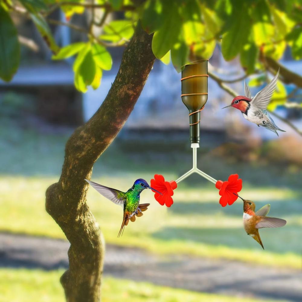 3 Stück Auslaufsicherer Blumen Kolibri Futterspender Doppelkopf Wasserfütterung Wildvogelzubehör