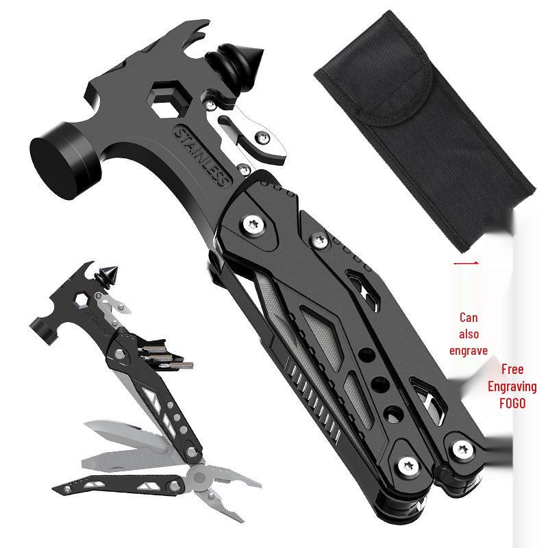 Multifunctional Outdoor Tool: Pliers, Hammer, Folding Knife, Vehicle Window Breaker