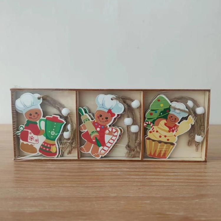 Artistic Wood Gingerbreads Man Ornament Delicate Wood Gingerbreads Man Hanging Ornament Charm For Family Holiday Fun