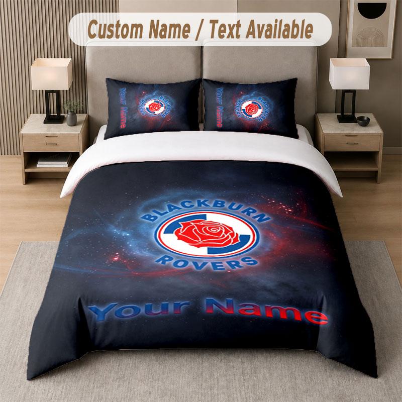 Custom Bedding Set Blackburn Rovers Football Pattern, Print Name Text 1 Duvet Cover Plus 2 Pillowcases Home Textile