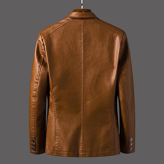 Leather Men's Korean Version Trend Slim Fitting Fashion Business Jacket Men's Jacket Autumn and Winter Motorcycle Leather Jacket Men's Clothing