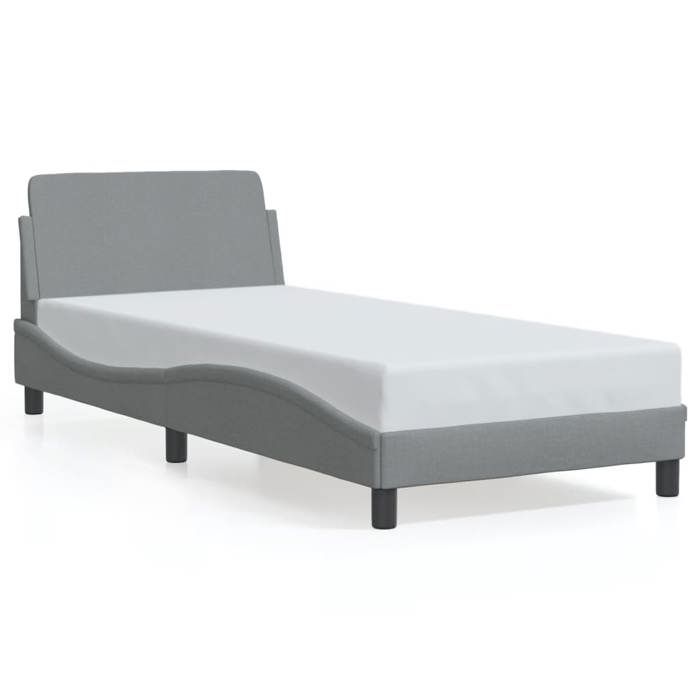 VidaXL Cadre de Lit avec Tête de Lit, Lit Rembourré avec Sommier à Lattes, Lit Simple avec Pied, Lit Adulte de Chambre, Gris 373105
