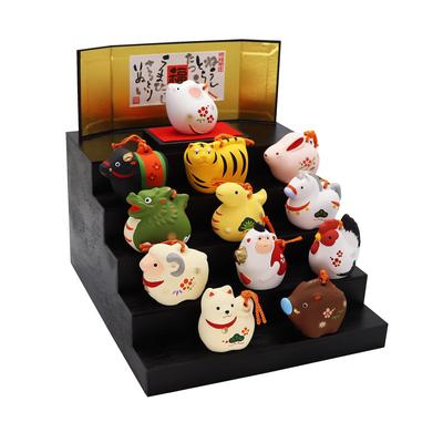 Osaka Choseido Ornamento Zodiacale Decorazione di Capodanno Decorato Ogni Anno Zodiaco Ceramica Originale Etichetta di Legno Bonus Gratuito Serpente Serpente Serpente Suzu A Piani