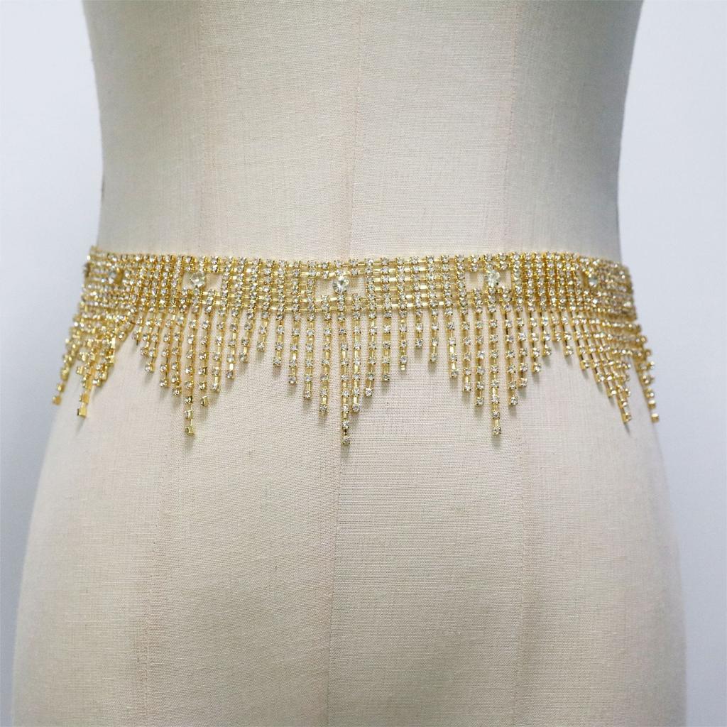 Sexy Shiny Rhinestone Tassel Waist Chain Ladies Rhinestone Body Chain Jewelry Hidden Jewelry Valentine'S Day Gift