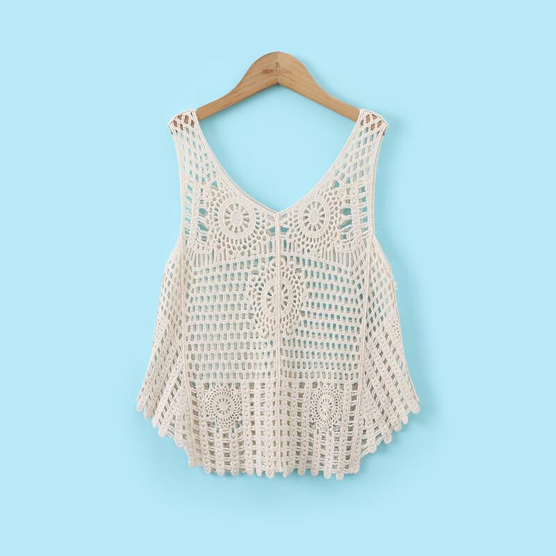 Montagut Girls' Ruffle Crochet Sleeveless A-Line Dress