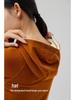 Women's Warm Ginger Velvet Hoodie: Versatile Spring/Autumn Solid Color Top