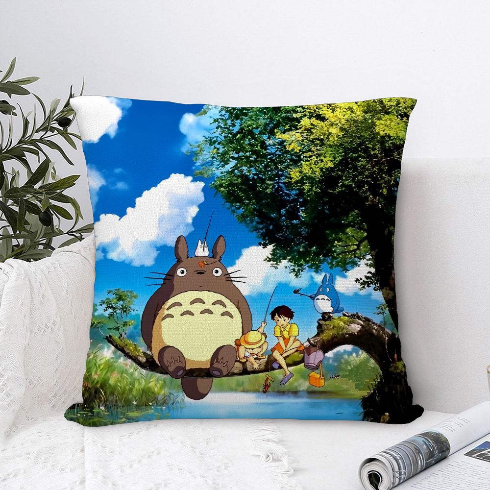 Kawaii Cute T-Totoroes Pillow Case Sofa Decorative Home Double-sided Print Plush Square Throw Pillow Covers Cushion Decor Cover