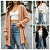 Spring and Autumn Long Knitted Cardigan with Hollowed Out V-neck and Loose Shoulder Sleeves, Paired with A Sweater Jacket