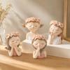4 Pieces Girl Bust Planter with Floral Headpiece Decorative Hairstyle Head Artistic