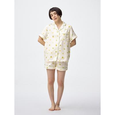 Satin Pajamas  Short Sleeve   Shorts   Lemon 