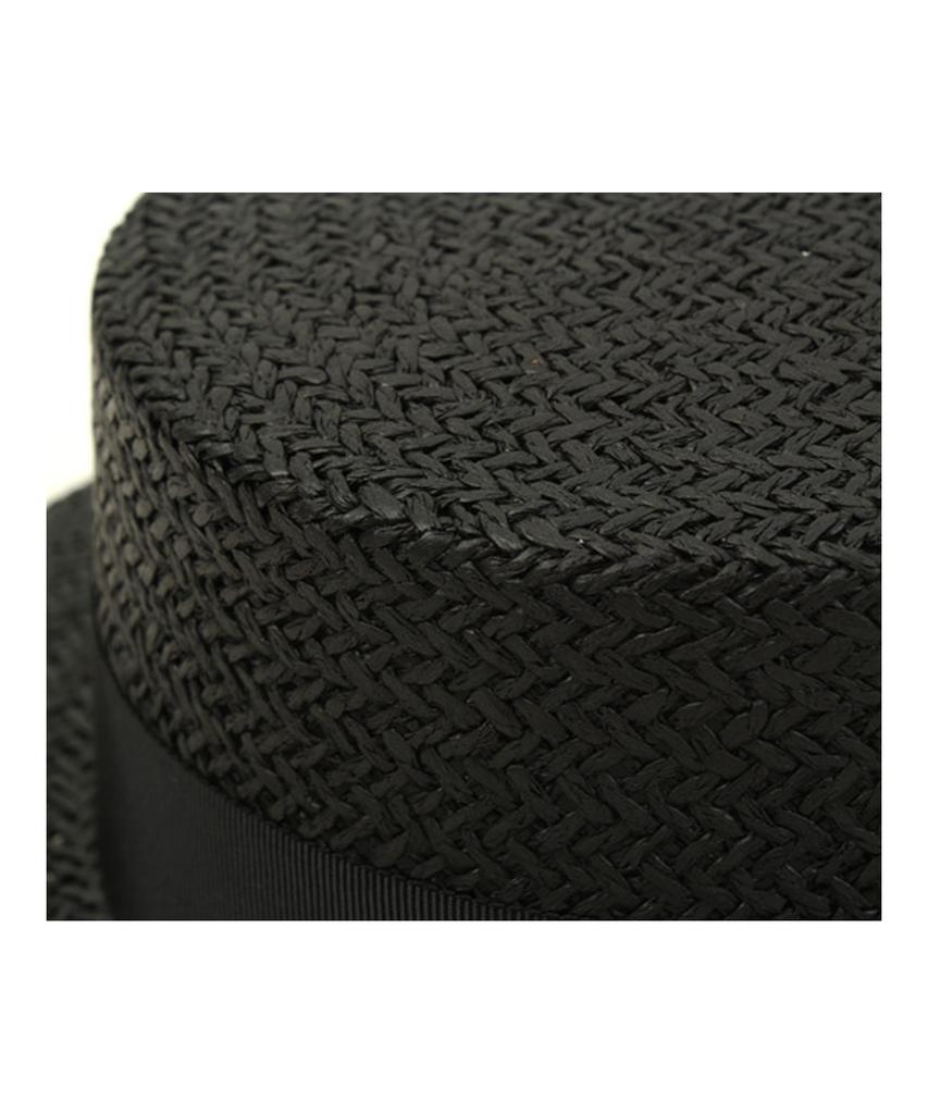 Black Flat Short Panama Hat