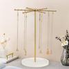 Modern Gold Jewelry Display Stand 48 Hooks 360 Rotating Design Compact Storage Solution For Necklaces Bracelets Perfect Gift