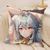 Razor Cute Genshin Impact Cushion Cover Silky Short Plush Invisible Zipper Dustproof Sofa Pillow Case For Home Decor