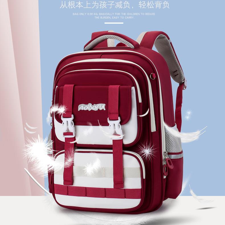 Schoolbag British style primary school student burden reduction schoolbag multi-compartment large capacity anti-splashing backpack ridge backpack