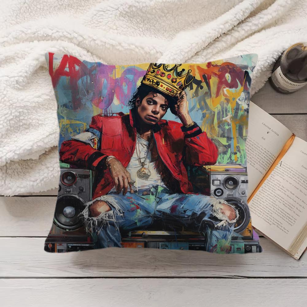Michael JJackson cool Cushion Cover Silky Short Plush Invisible Zipper Dustproof Sofa Pillow Case for Home Decor