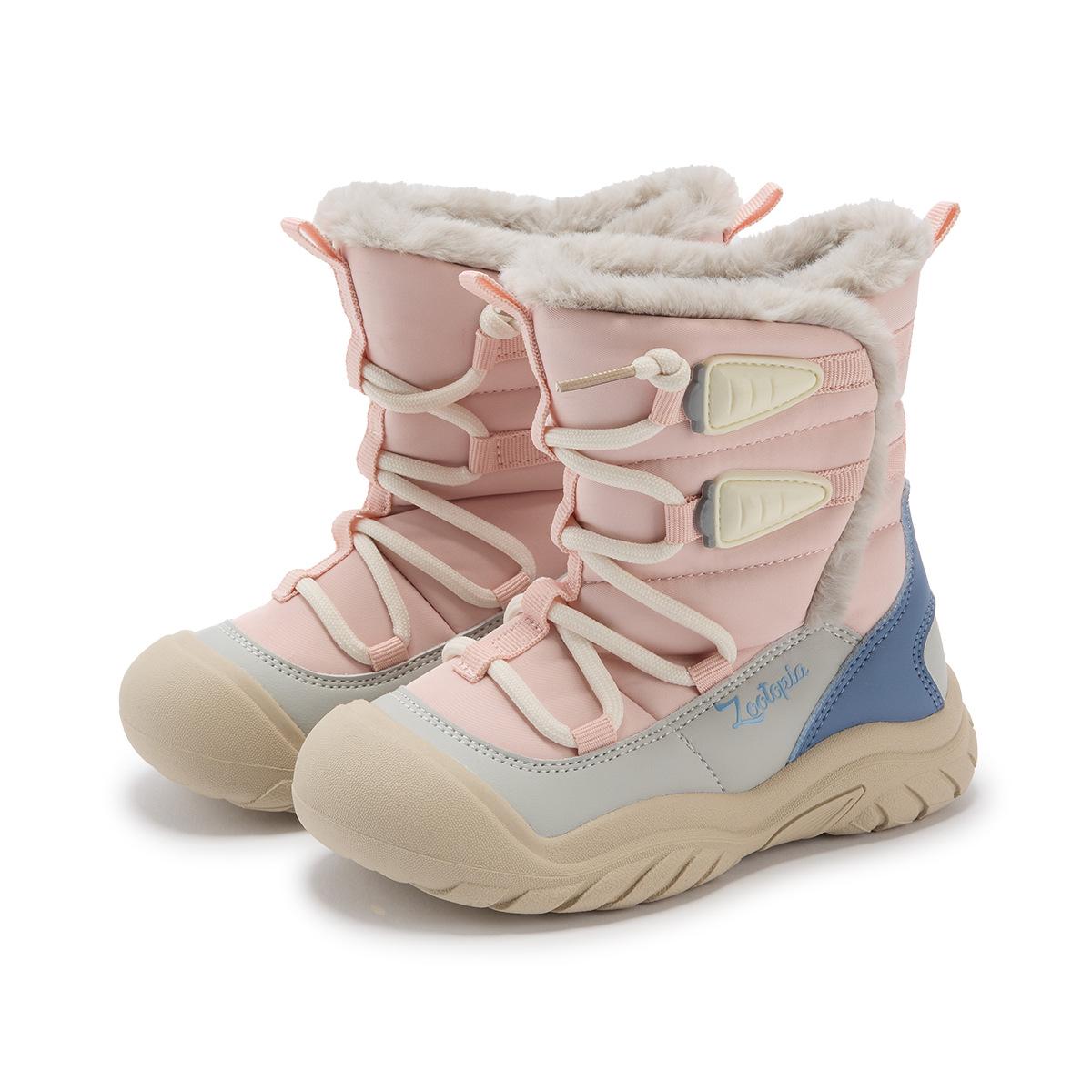 Girls  2025 Waterproof Anti-Slip Snow Boots: Winter Velvet-Lined Fashionable Cotton Shoes 32