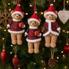 Cartoon Christmas Bear Pendant Handmade with Hat Bear Hanging Ornaments Cute Plush Animals Doll Toy Family Room Decoration 7