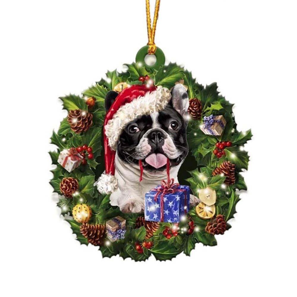 2D Weihnachtshund Acryl Anhänger Hängender Acryl Weihnachtsbaum Anhänger 8cm Dekorative Weihnachtshunde Schmuckstück Fenster