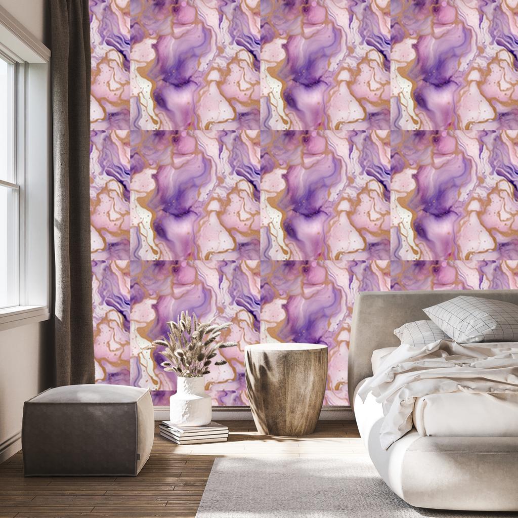 Ink wallpaper violet, purple and powder pink 50x1000