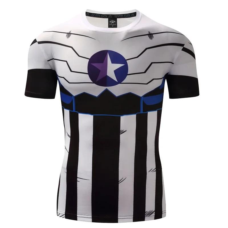 Men's 3D Printed Summer Adult Sports T-Shirt Captain America Quick-Dry Breathable Running Sports Round-neck Shirt