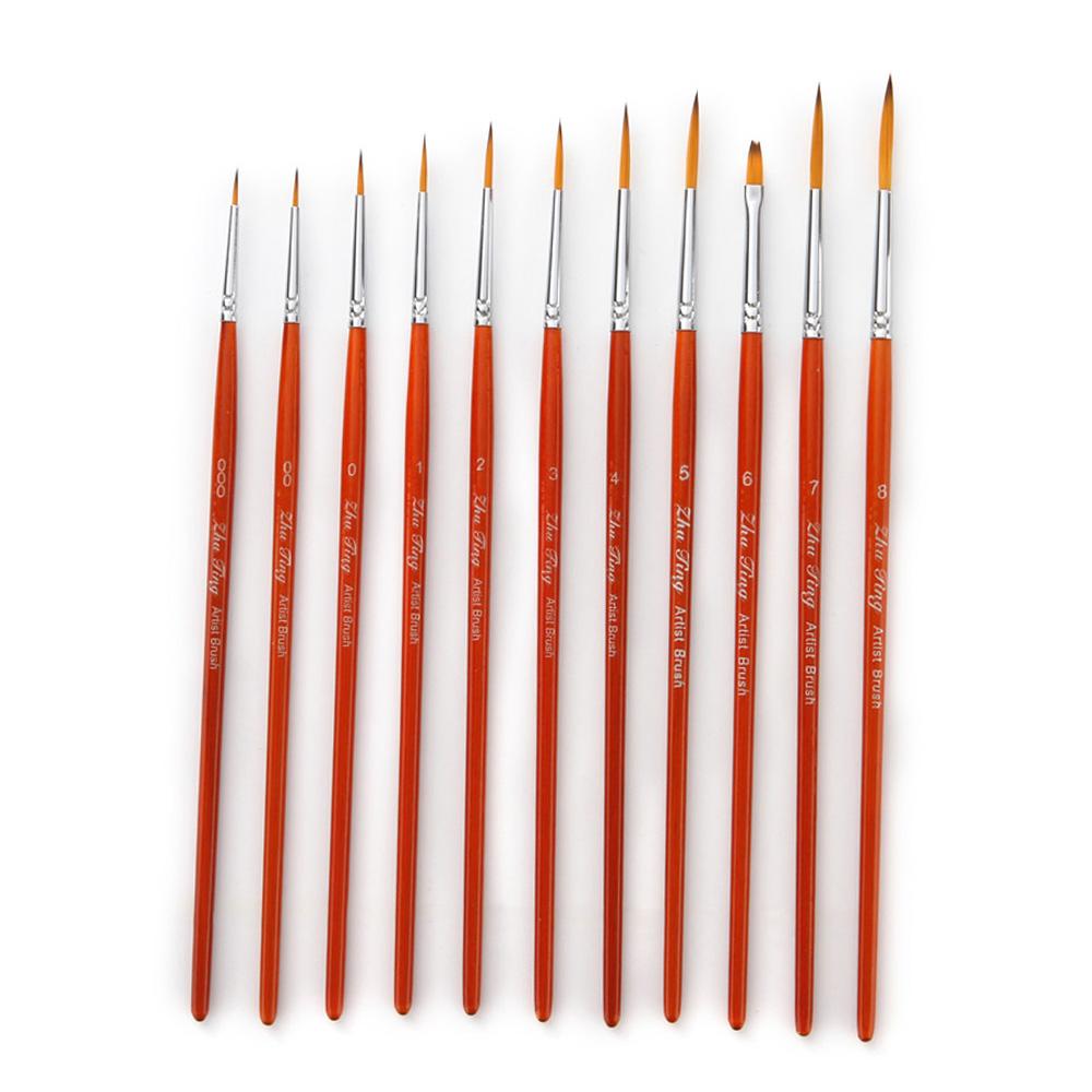 11pcs Draw Paint Brushes Kit Set Artist Paintbrush Nylon Hair Pointed Round Pen Detail Paint Brush for Artist Acrylic