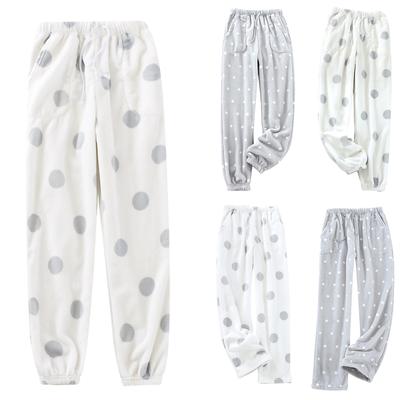 Women's Thermal Fleece Pockets Pajama  Warm Casual Trousers Home Pajama Pants