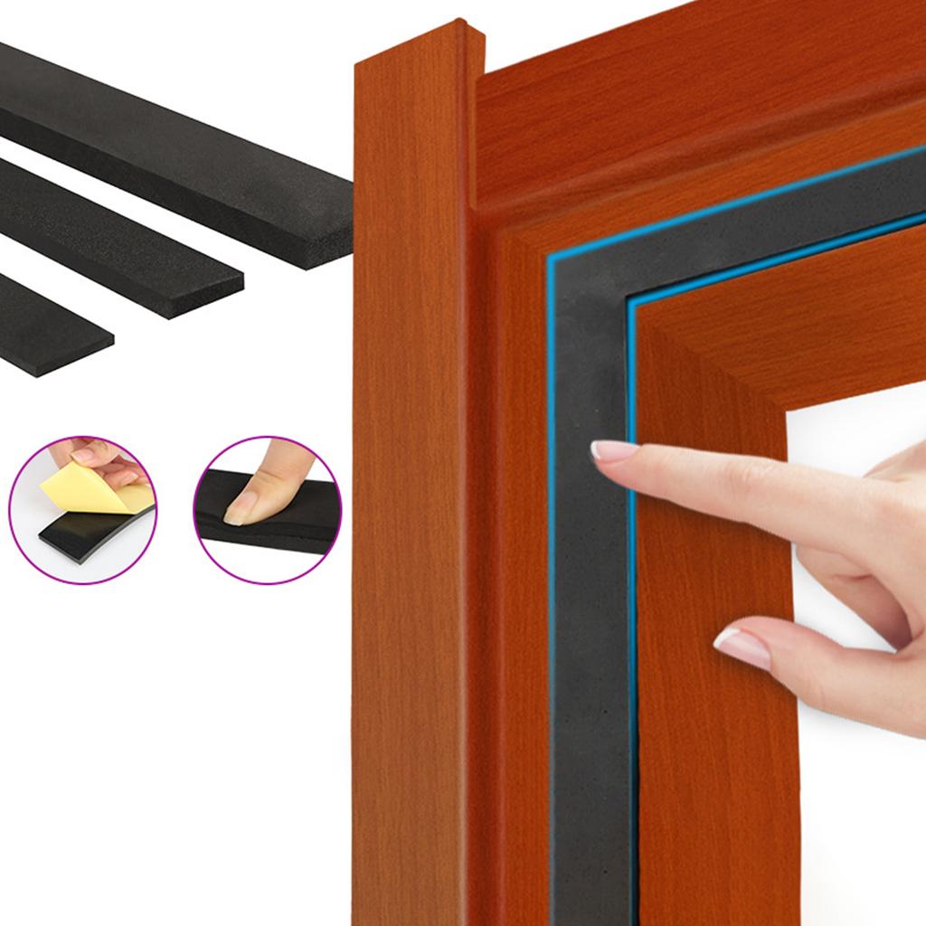 Door Window Sealing Strip Self Adhesive Sound Insulation Windproof Dust Proof Sponge Seal Strip Acoustic Foam Home Accessories