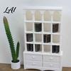 Sand Table Landscaping Props Miniature Dollhouse Bookcase 1:12 Scale Retro Arched Display Cabinet with Drawers Furniture Matte Black Simulation for