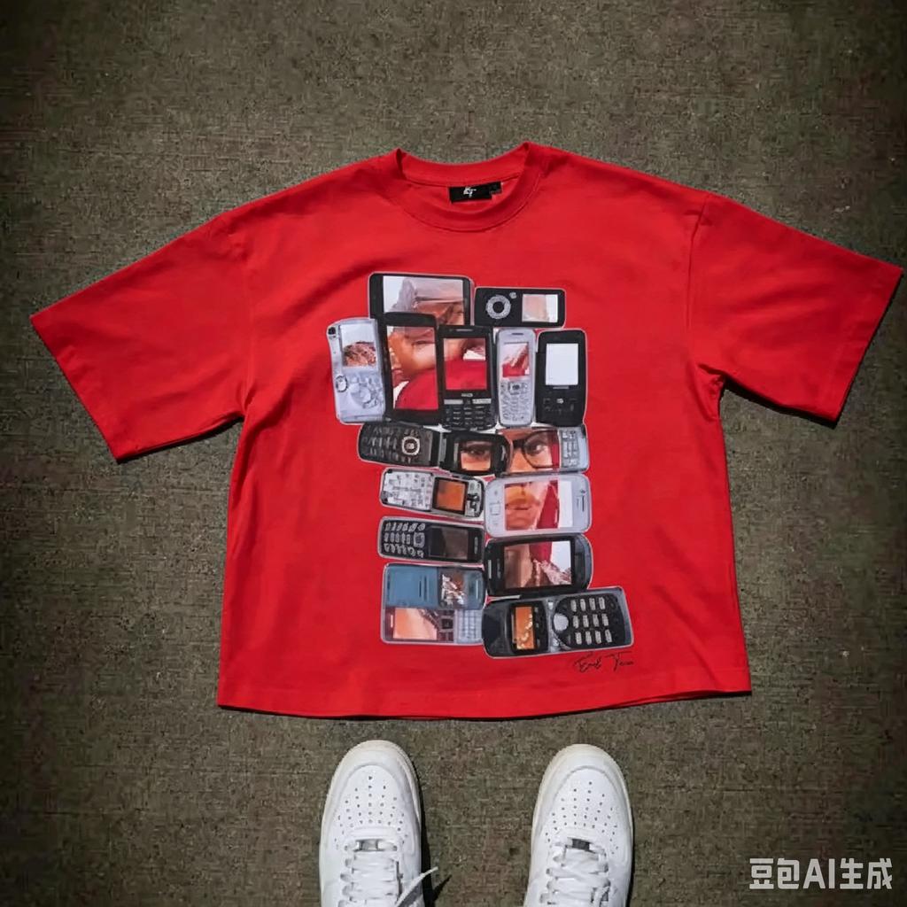 Y2k Vintage Phone Collage Graphic Tshirt Retro Old Cellphone Art Print Unisex Cotton Cropped Streetwear Tops For Unisex Unisex