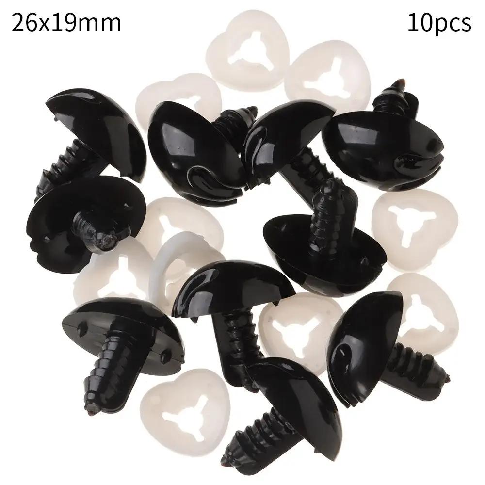 10Pcs Plastic Black Oval Safety Noses Doll Animal Dog Noses for Bear Stuffed Toys DIY Craft Wool Felting Accessories
