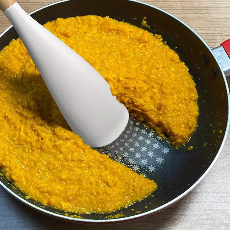 Silicone Cooking Spatula Wooden Handle Dense Shovel Fried Fish Omelette Shovel Non-stick Salad Mixing Spoon Kitchen Tools