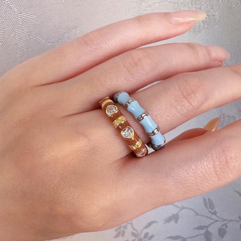 Fashionforward Color Morandi Enamel Ring For Women Modern And Chic Style Adjustable