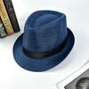 British style linen solid color top hat, European and American style fashion jazz hat, men's and women's crimped couple's sun hat