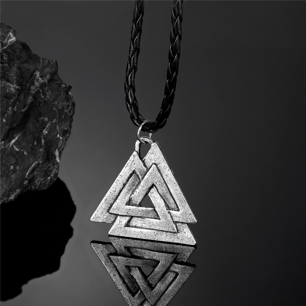 Viking Runes Valknut Pendant Mens Stainless Steel Necklace Norse Jewelry Vegvisir Amulet Steampunk Keychain Dropship