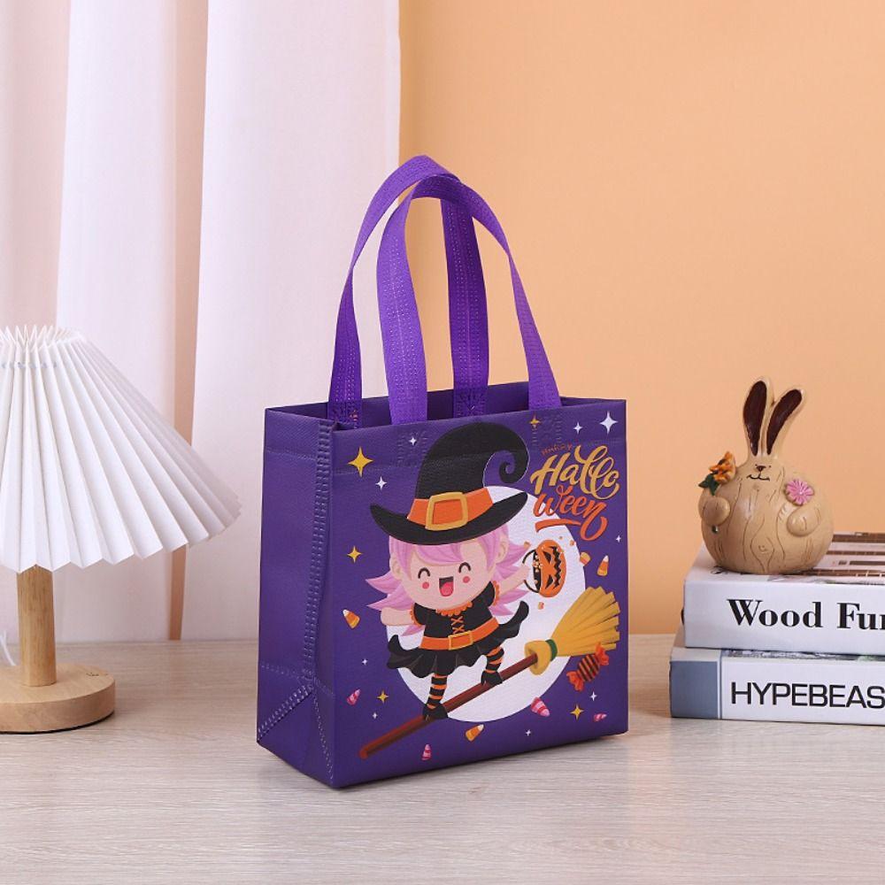 Large Capacity Halloween Gift Bag Ghost Printed Pumpkin Bag Party Supplies