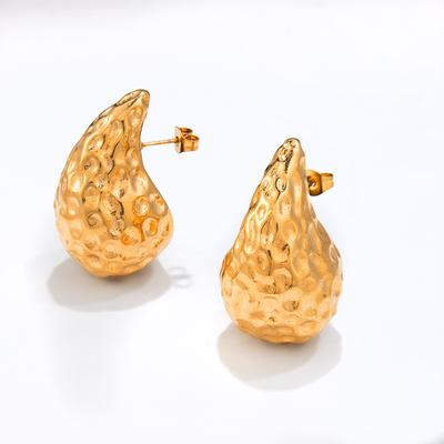 Design Premium Oro 18K Acciaio Inossidabile Goccia d'Acqua Martello Osso dell'Orecchio Orecchini Geometrici Versatili da Donna