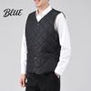 Sleeveless Jacket Men Closure V-Neck Vest with Down Padding Autumn Winter Pocket Button Solid Color