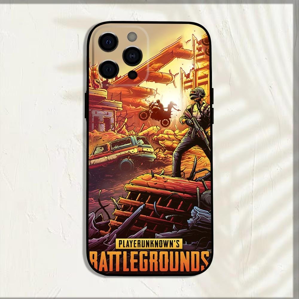 Game P-PUBG Phone Case For iPhone 16,15,14,13,12,11,Pro,X,XS,Max,XR,Plus,Mini Soft Black Cover