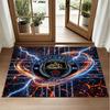 Manchester City Design Crystal Velvet Rug Soft Decorative Mat for Bedroom Entrance