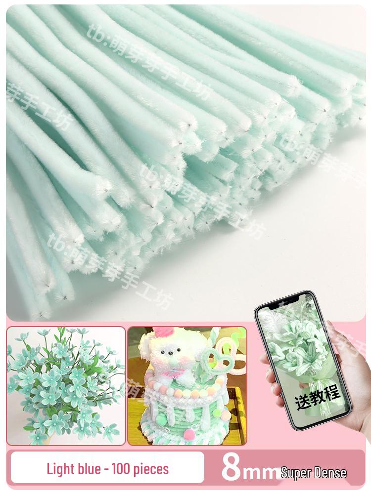 Thickened White Chenille Pipe Cleaners - Mixed Colors for DIY Bouquet Crafts