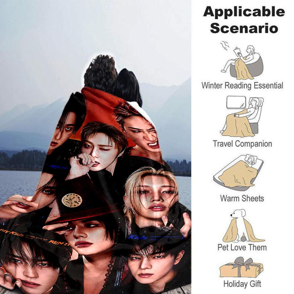 Stray Album Collection Flannel Blanket Super Soft Warm Cozy Blanket for Sofa Bed Office Travel All‑Season Home Decor Gift